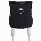 Plush Velvet Chrome Ring Knocker Velvet Dining Chair 3 Colour