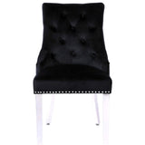 Plush Velvet Chrome Ring Knocker Velvet Dining Chair 3 Colour