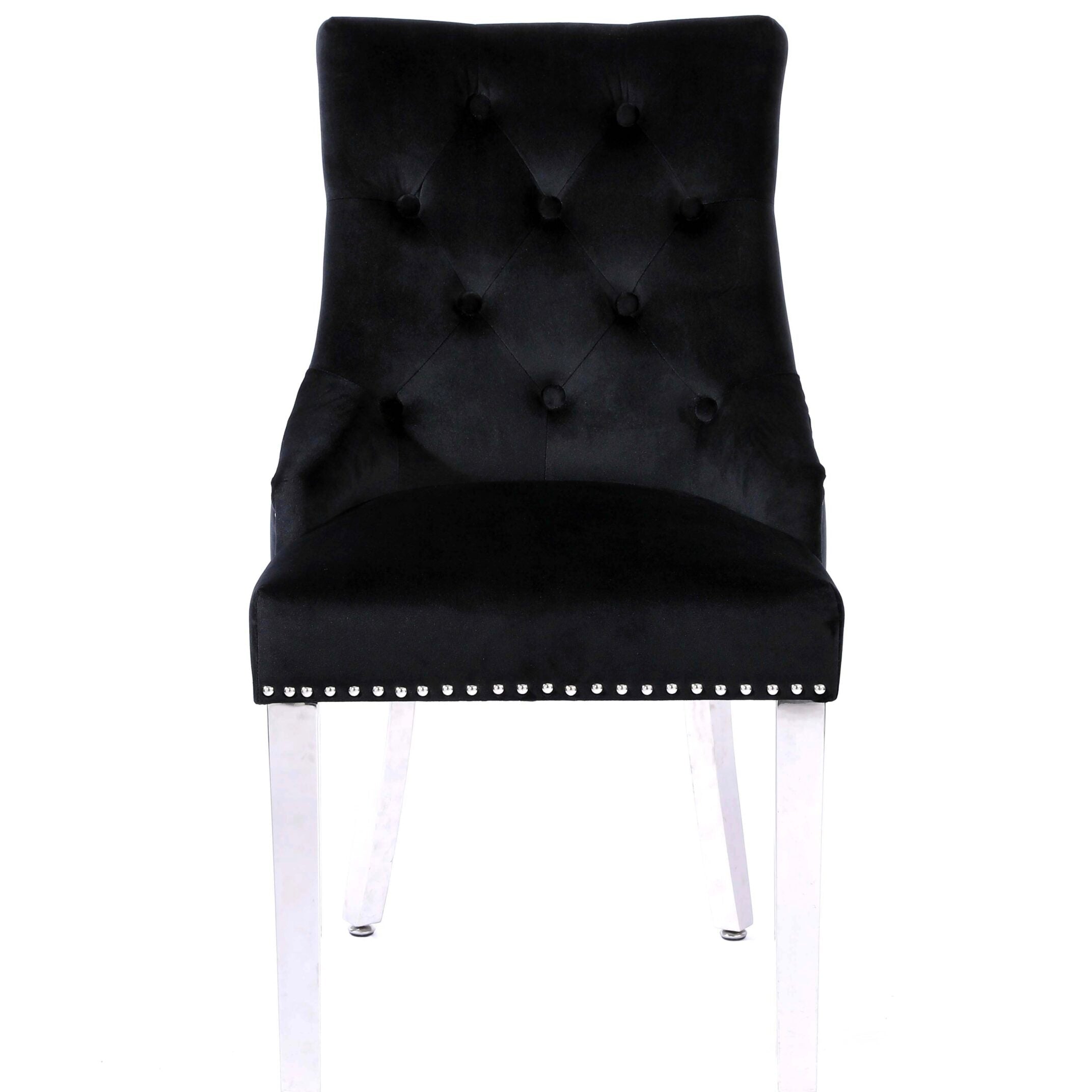Plush Velvet Chrome Ring Knocker Velvet Dining Chair 3 Colour