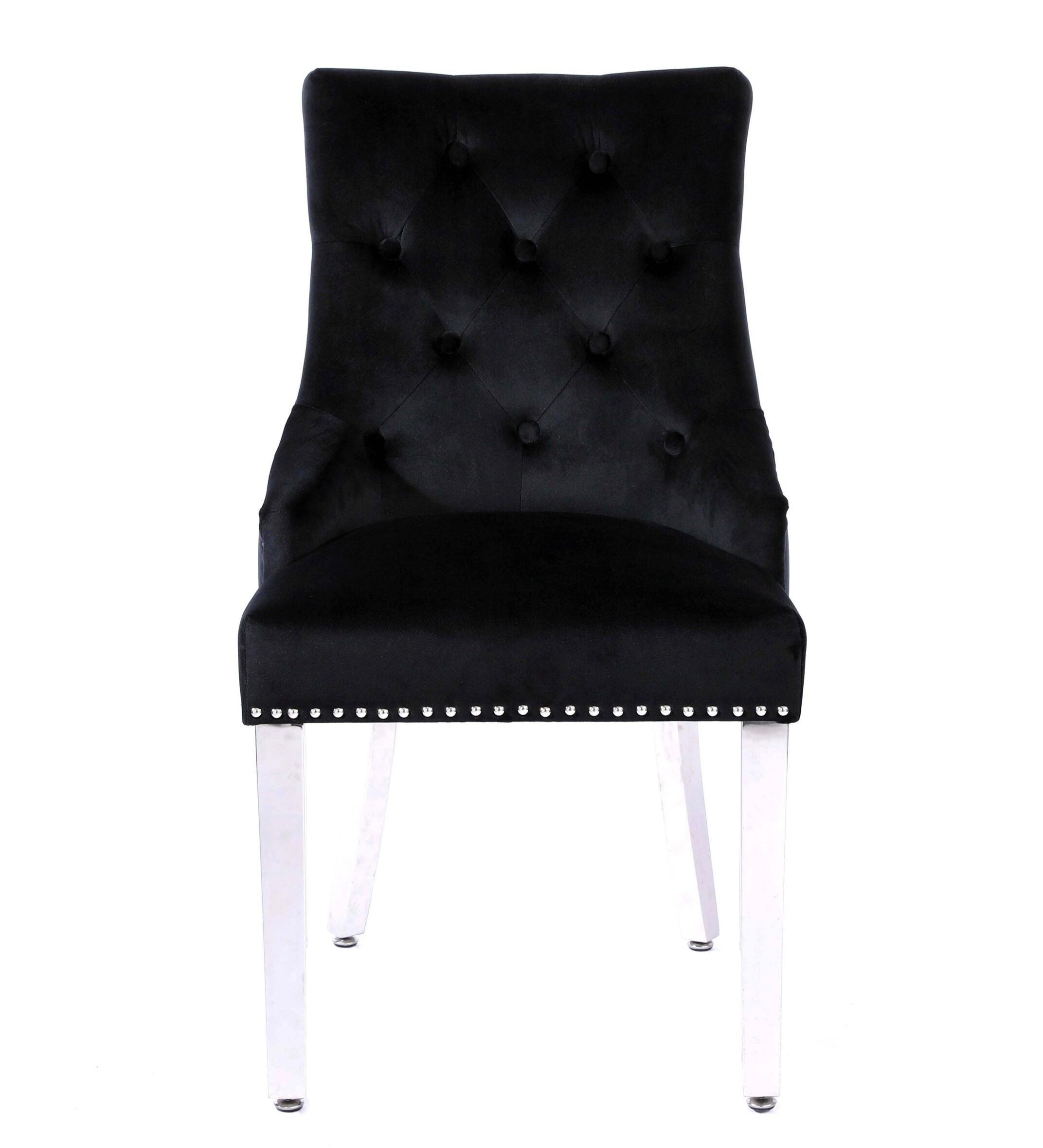 Plush Velvet Chrome Ring Knocker Velvet Dining Chair 3 Colour