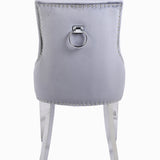 Plush Velvet Chrome Ring Knocker Velvet Dining Chair 3 Colour