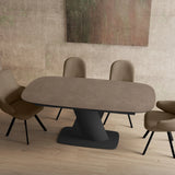 Prima 180-230cm Spanish Taupe Ceramic Marble Centre Swivel Extending Dining Table
