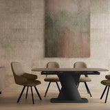 Prima 180-230cm Spanish Taupe Ceramic Marble Centre Swivel Extending Dining Table
