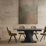 Prima 180-230cm Spanish Taupe Ceramic Marble Centre Swivel Extending Dining Table