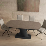 Prima 180-230cm Spanish Taupe Ceramic Marble Centre Swivel Extending Dining Table