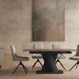Prima 180-230cm Spanish Taupe Ceramic Marble Centre Swivel Extending Dining Table