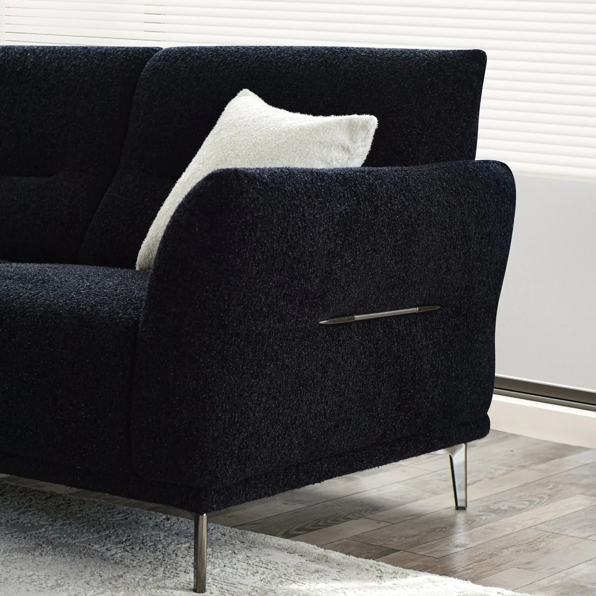The Albany Luxury Black Boucle Fabric 4 Seater Sofa