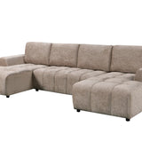 Sena Large Beige Plush Velvet Luxury U Shape Sofabed Sofa