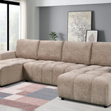 Sena Large Beige Plush Velvet Luxury U Shape Sofabed Sofa