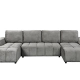 Sena Large Grey Plush Velvet Luxury U Shape Sofabed Sofa
