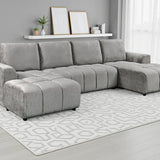Sena Large Grey Plush Velvet Luxury U Shape Sofabed Sofa