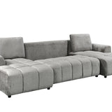 Sena Large Grey Plush Velvet Luxury U Shape Sofabed Sofa
