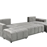 Sena Large Grey Plush Velvet Luxury U Shape Sofabed Sofa