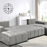 Sena Large Grey Plush Velvet Luxury U Shape Sofabed Sofa