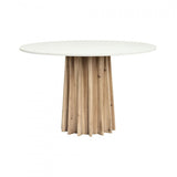 DI Designs Hackwood Natural Oak Wood & White Concrete Round Dining Table