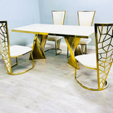Ravello 160cm Cream & Gold Dining Table Set with Vienna Chairs