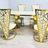 Ravello 160cm Cream & Gold Dining Table Set with Vienna Chairs