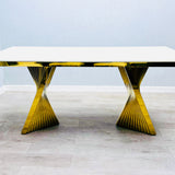 Ravello 180cm Cream & Gold Dining Table Set with Rocky Chairs