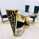 Ravello 160cm Black & Gold Dining Table Set with Vienna Chairs