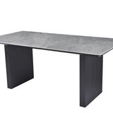 Melbourne 180cm Grey Ribbed Ceramic Marble Dining Table