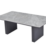 Melbourne 180cm Grey Ribbed Ceramic Marble Dining Table