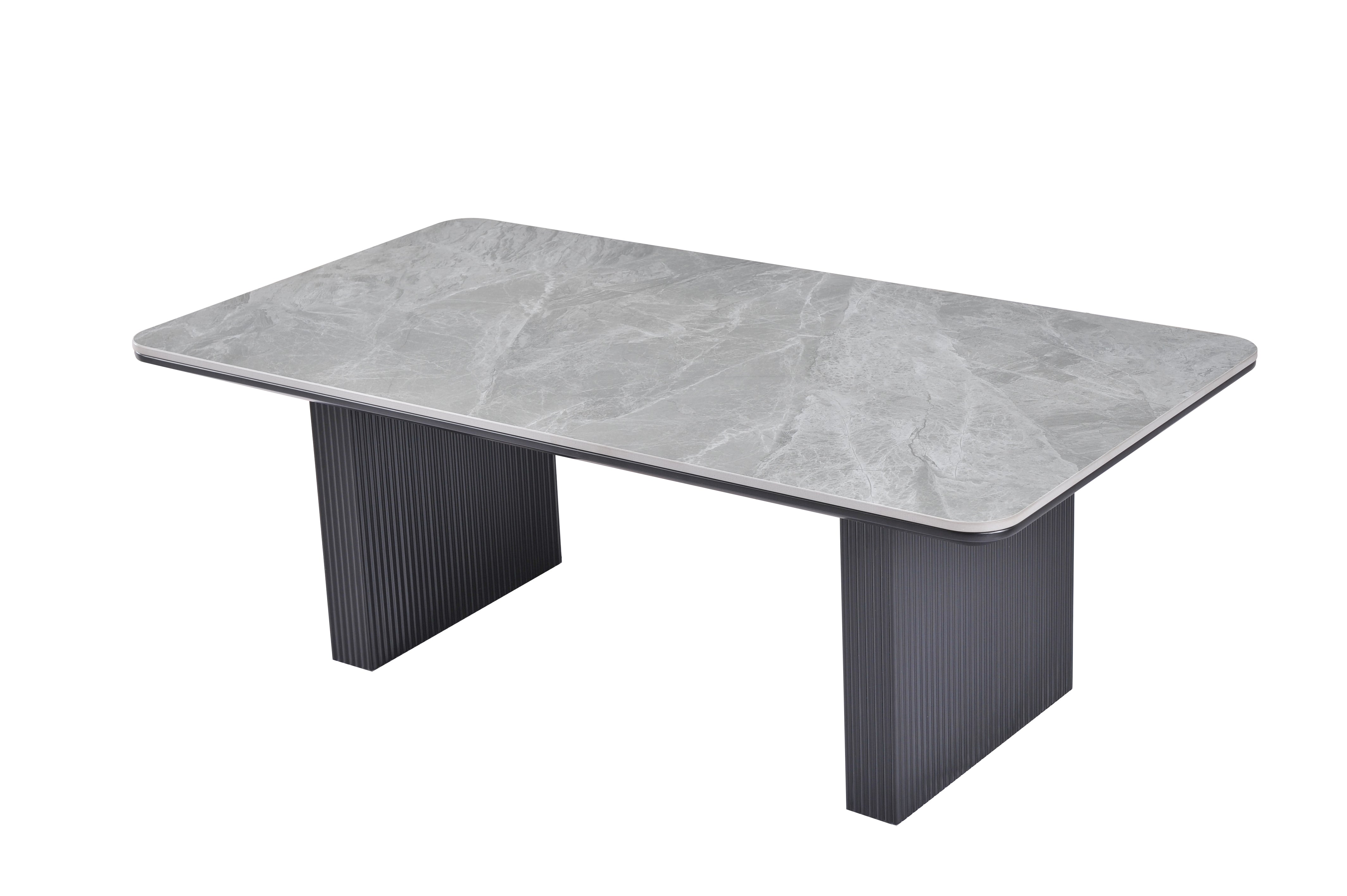 Melbourne 180cm Grey Ribbed Ceramic Marble Dining Table