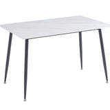 Oxford 120cm White Ceramic Top Dining Table With 4 White PU Leather Dining Chairs