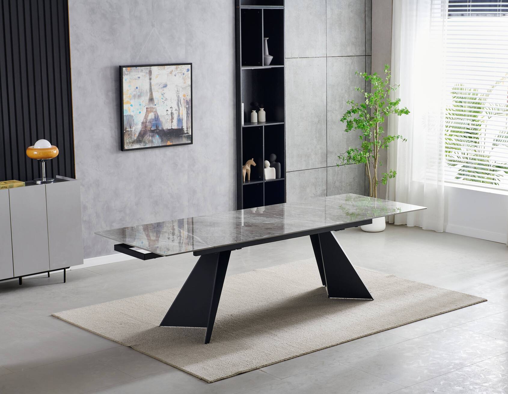 Chicago 180-260CM Ceramic Marble Grey Extending Dining Table