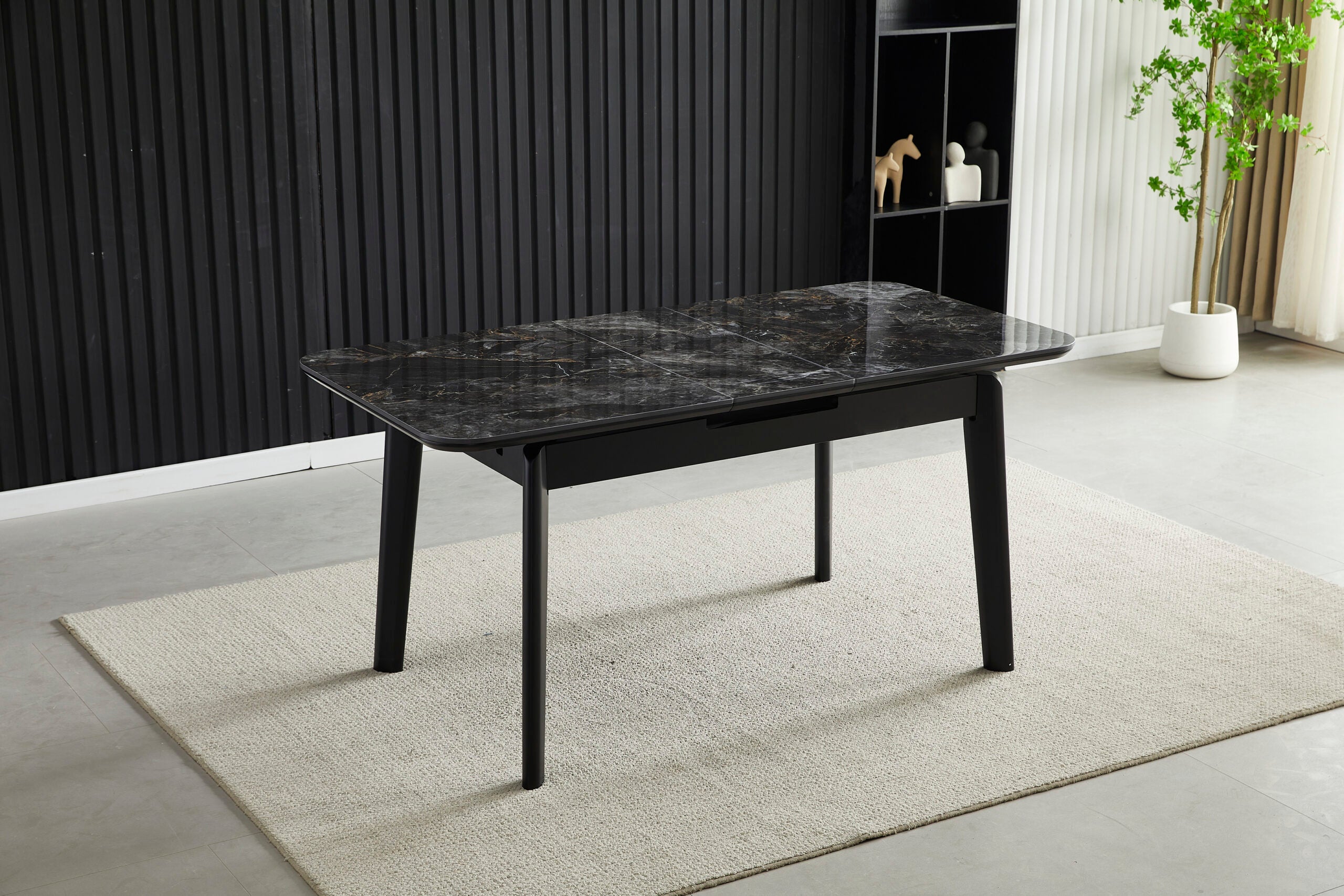 Arizona Extending Black Gold Ceramic Table With Oliver Chairs