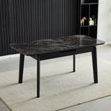 Arizona 130-160cm Black/Gold Ceramic Stone Extending Marble Dining Table