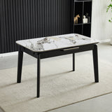 Arizona 130-160cm Cream/Gold Ceramic Stone Extending Marble Dining Table