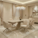 Manhattan 160-240cm Beige Ceramic Stone Extending Marble Dining Table