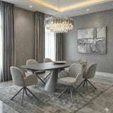 Manhattan 160-240cm Grey Ceramic Stone Extending Marble Dining Table With Tokyo Chairs