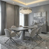 Manhattan 160-240cm Grey Ceramic Stone Extending Marble Dining Table With Tokyo Chairs