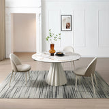 Skye 140CM Swivel Round Extending Italian Champagne & Sunset Vein Dining Table
