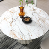 Skye 140CM Swivel Round Extending Italian Champagne & Sunset Vein Dining Table