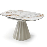 Skye 140CM Swivel Round Extending Italian Champagne & Sunset Vein Dining Table