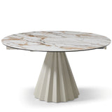 Skye 140CM Swivel Round Extending Italian Champagne & Sunset Vein Dining Table