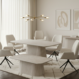 Davos 160cm Oval Beige Ceramic Marble Dining Table