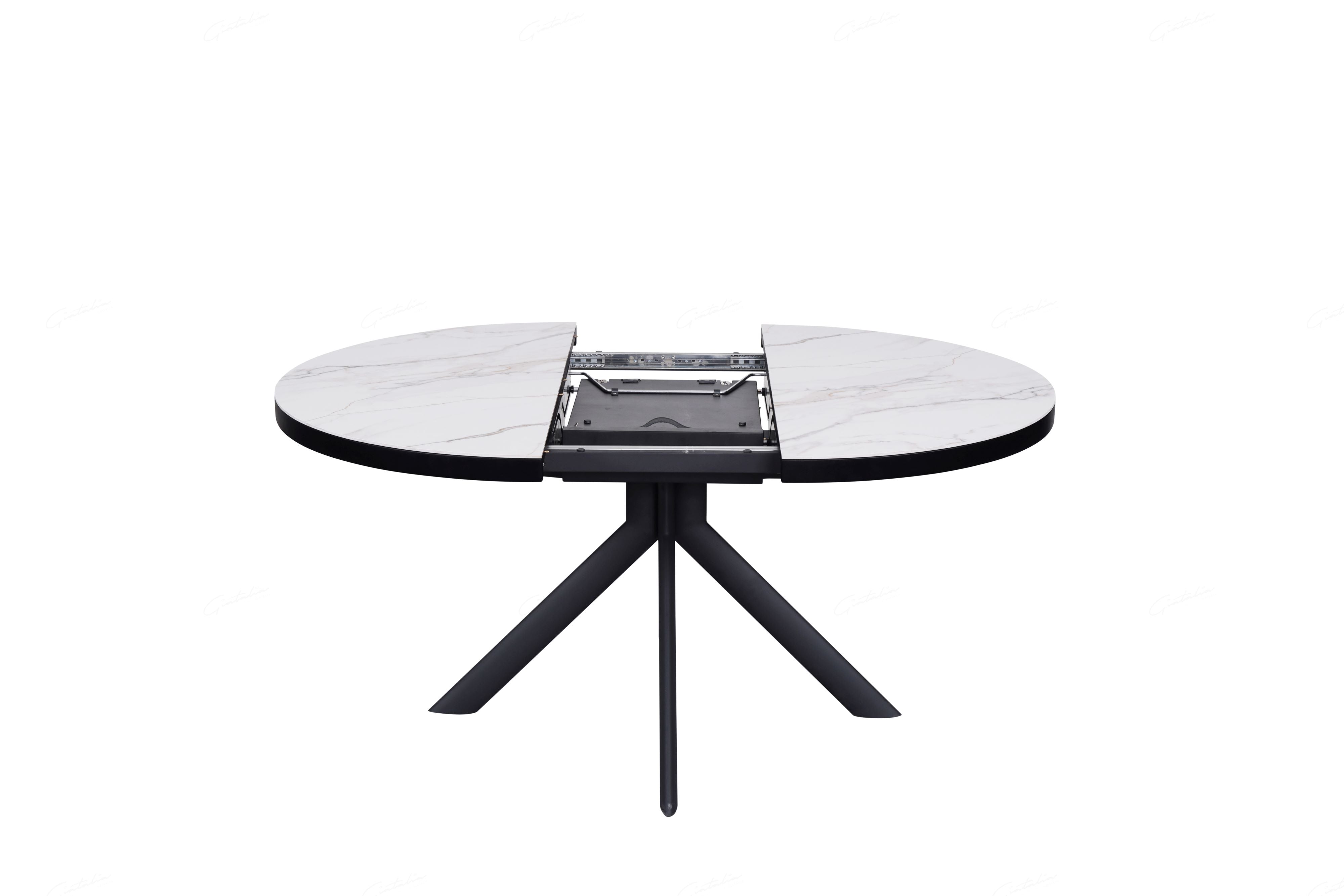 Danello 120-160cm Oval Round White Ceramic Marble Dining Table