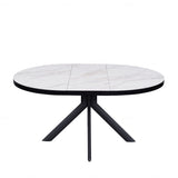 Danello 120-160cm Oval Round White Ceramic Marble Dining Table