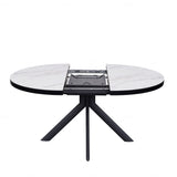 Danello 120-160cm Oval Round White Ceramic Marble Dining Table