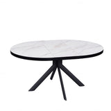 Danello 120-160cm Oval Round White Ceramic Marble Dining Table
