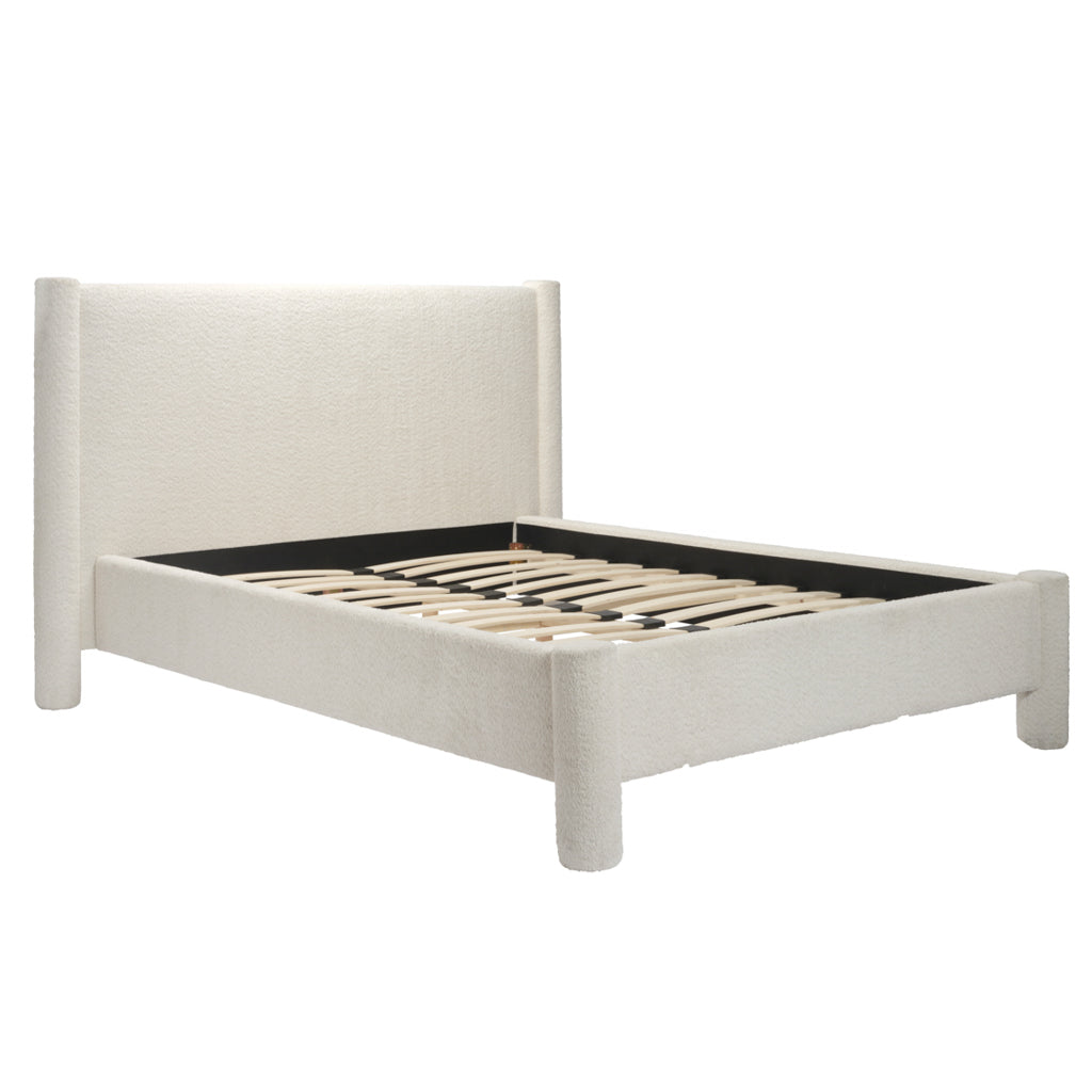 LPD Home Dena Snow Boucle Velvet King Bed Frame