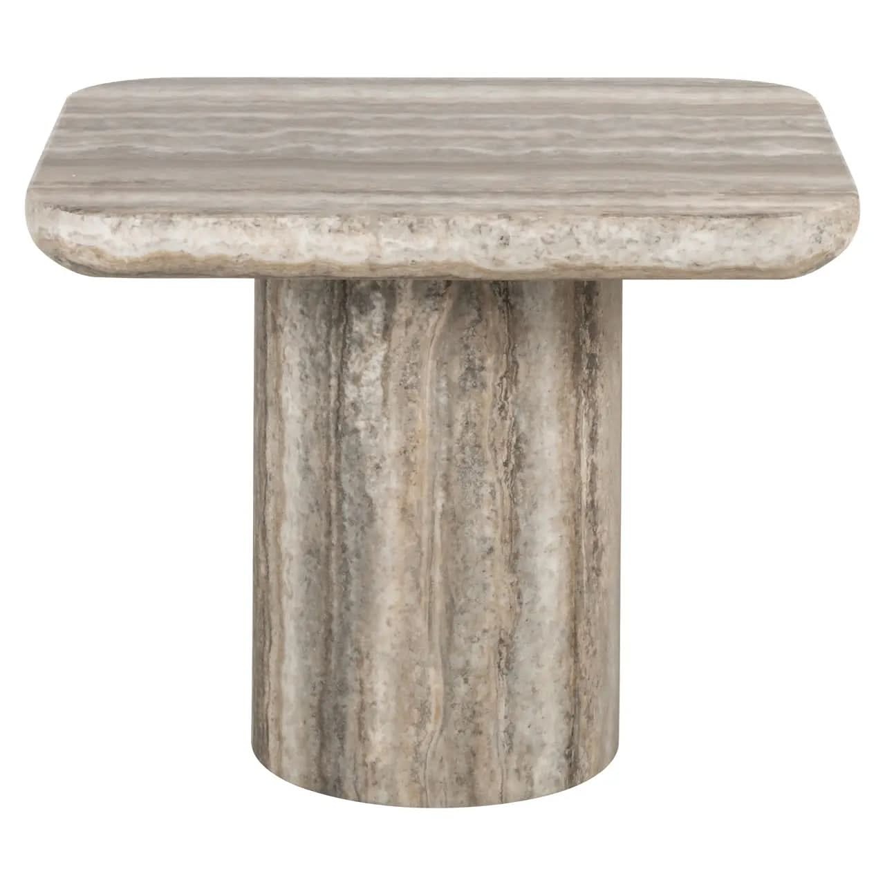 Richmond Interiors Denizly Grey Faux Travertine End Table