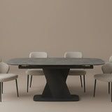 Prima 180-230cm Spanish Charcoal Grey Ceramic Marble Centre Swivel Extending Dining Table