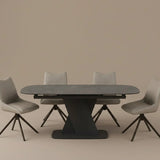 Prima 180-230cm Spanish Charcoal Grey Ceramic Marble Centre Swivel Extending Dining Table