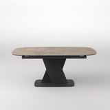 Prima 180-230cm Spanish Taupe Ceramic Marble Centre Swivel Extending Dining Table