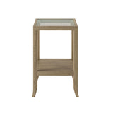 DI Designs Witley Natural Oak Wood Rattan & Glass Square Side Table