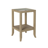 DI Designs Witley Natural Oak Wood Rattan & Glass Square Side Table